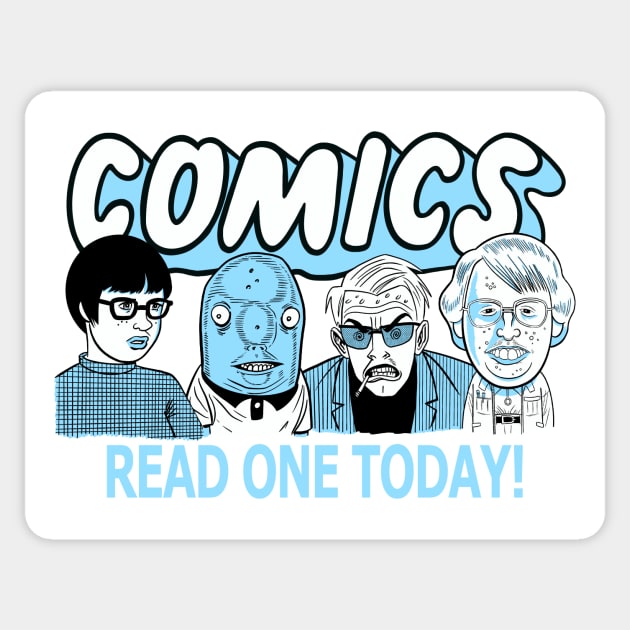 Comics Read One Today (Clowes Edit.) Sticker by dumb stuff, fun stuff